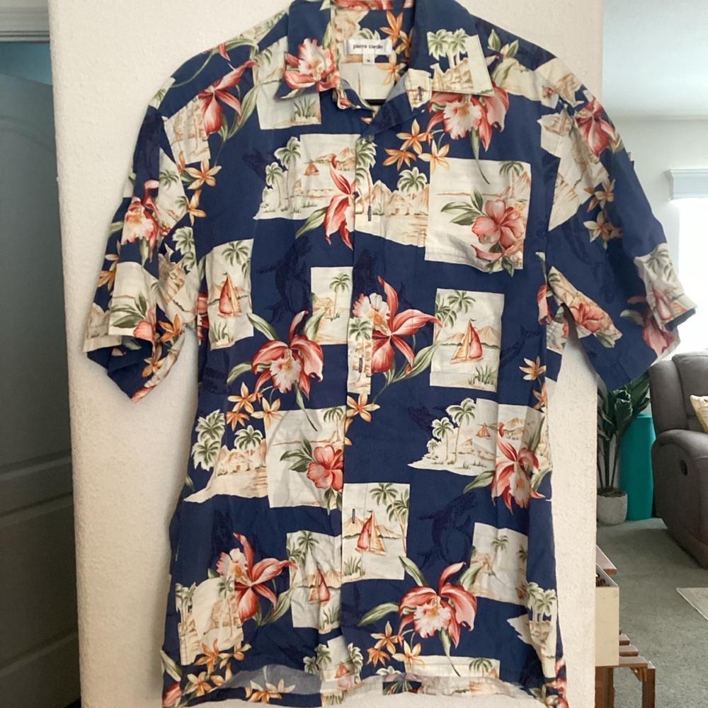 Pierre Cardin Blue Floral Men's Shirt